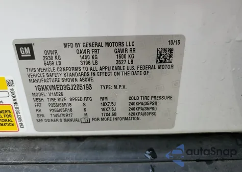 2016 GMC Acadia Sle from USA, damaged, VIN 1GKKVNED3GJ205193